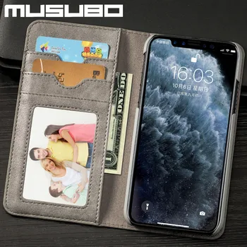 Musubo Luksuzni Primeru Telefon Za iPhone 11 Pro Max Flip Usnje Primerih Kritje Za iPhone 11 Xs Max XR X 8 7 Plus 6 Fundas Denarnice Coque