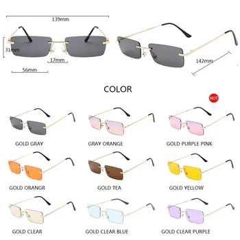Vijolična brez okvirjev retro sončna očala 2021 Ženske, Moške blagovne Znamke Oblikovalec kvadratnih sončna Očala UV400 Ocean Objektiv Odtenki Modni Očala