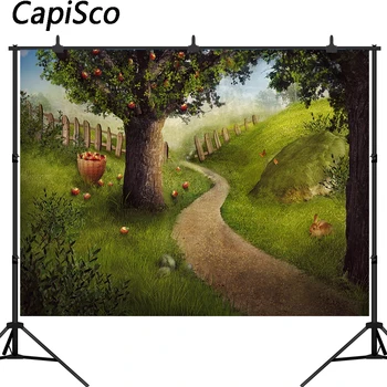 Capisco Velikonočni Apple Tree ozadje Zajček Leseno Ograjo, Zajčja Sled Fotografija Ozadje Fairyland Kmetiji Stranke Foto Studia