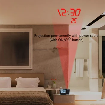 Novo Leto 2020, Nova Projekcija Ura Namizna Namizni Digitalni Led Osvetlitev Alarm Projektor Ura S Časom Temperatura Projekcija