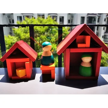 Otroške Lesene Igrače Mavrica Zlaganje Kubičnih Blokov / Otroci Ustvarjalni Lesene Kocke Bloki Montessori Igrača Darilo