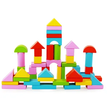 50pcs Classic Lesa, Barve Mavrice Bloki izobraževanje otrok gradniki Zgodnjega Učenja Pomoči Montessori baby lesene igrače darilo