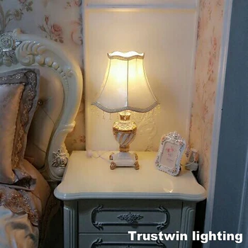 S tkanino lampshade big Evropi slog tabela svetloba svetilke cvet art dekorativni desk tabela lučka lučka za foyer spalnica postelji