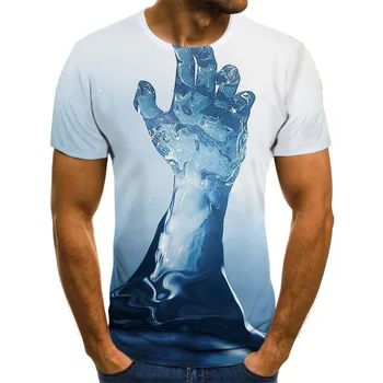 Zabavno 3D kaplja vode natisni T-shirt 2020 nove modne ulice slog T-shirt za moške oblačila Harajuku ulica oblačila majica s kratkimi rokavi moški
