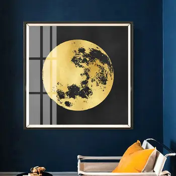 Zlati Luksuzni Luna Zemlja, Plakati, Nordijska Platno Umetniško Slikarstvo Doma Dekor Wall Art Tisk Retro Povzetek Geomery Sliko Kvadrat