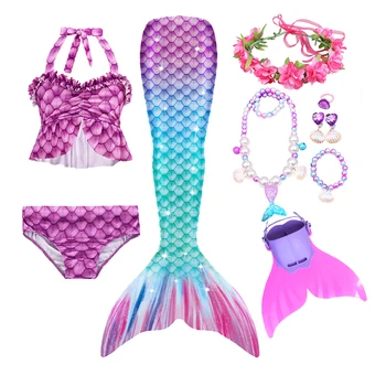 Dekleta, Otroci, Otrok, deklica Rep Kostum Swimmable Monofin Bikini Kopalke Kopalne Nastavite morska deklica Repi za Plavanje Cosplay