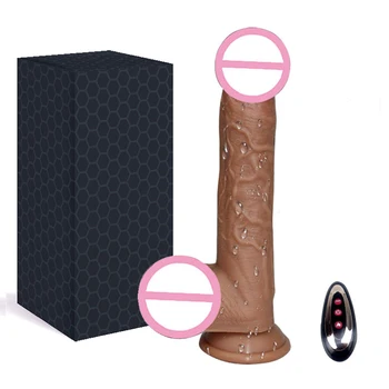 Samodejno Teleskopsko Dildo, Vibrator S Sesalno Pokal z vibriranjem Ogrevanje Umetno Realističen Penis Sex Igrača za Ženske Masturbacija