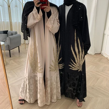Abaya Muslimanske Ženske Vezenje Beading Ramadana Islamske Odprite Kimono Luksuzni Stranka Obleko Večer Maxi Haljo Mozaik Turški Dubaj
