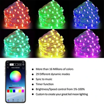 Christmas Tree Okraski USB LED Niz Lahka Bluetooth App Nadzor Niz Luči Lučka Nepremočljiva Prostem Pravljice Luči Dropship