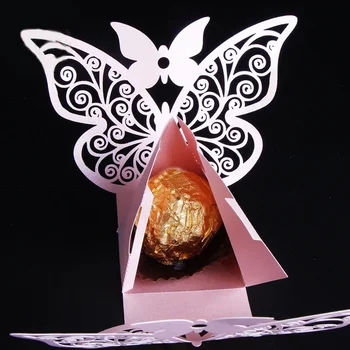 50Pcs Metulj Darilni Papir, Škatle Ustvarjalne Lasersko Rezanje Poročne bonboniera Čokolada Karton Poročno Dekoracijo Dobave