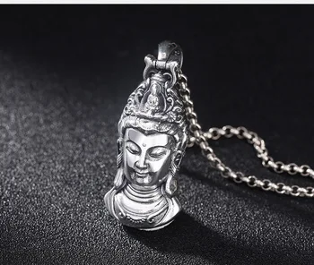 925 Srebro Kuanyin Buda Obesek Letnik Funt Avalokitesvara Bodhisattva Obesek Budistični Guanyin Srečno Obesek