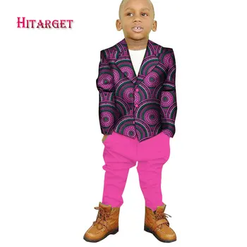 Dashiki Afriške Otroke, Oblačila za Fante Vrh +Hlače, Obleke, Poročni Kostum Enfant Garcon Mariage Fantje Jopič Dveh Kosov WYT208