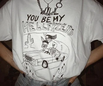 Sunfiz HJN Unisex Vam Bo Moj Hellfriend T-Shirt Hipsters Grunge Stil Tumblr Majica 90. letih Street Nositi Bele Tee