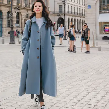 Volnene plašč žensk jesenska in zimska oblačila 2020 novo priljubljen korejski zgosti mid-dolžina kolegij slog študent volnene plašč