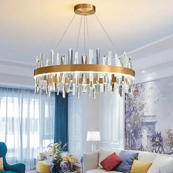 Sodobna krog zlato lestenec obroči v dnevni sobi, spalnica, jedilnica doma za dekoracijo kristalno visi svetilka