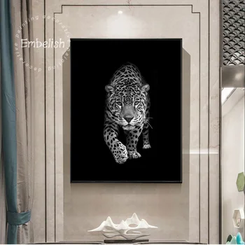 1 Kos Črne In Bele Živali Plakate Za dnevno Sobo Leopard Sodobne Dom Dekor Slike HD Tisk Na Platno, Olje Slike