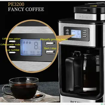 1000W PE3200 aparat za Kavo Gospodinjski Samodejno Brušenje, aparat za kavo, Sveže zmlet Sveže kuhano Ameriški aparat za kavo