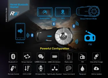 2pcs MORNYSTAR R2 1200m Motocikel Bluetooth Čelade Skupine Interkom Slušalke MP3 Glas FM Radio Ukaz Prostoročno BT Interfonski