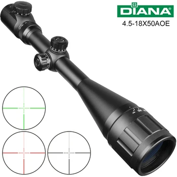 DIANA AOE 4.5-18X50 Riflescope Nastavljiv Zeleni Red Dot Križ, Pogled Lov Obseg Svetlobe Reticle Optični Taktično Obsegov