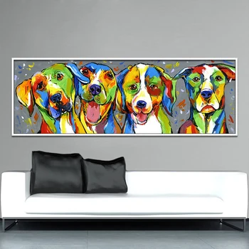 HDARTISAN Wall Art Živalskih Oljna slika Psa Platno, Slike dnevne Sobe Kuža Prijateljstvo Doma Dekor Brez Okvirja