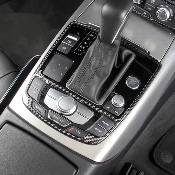 Avto Prestavljanje Plošča Dekoracijo Okvir klimatska Naprava Nadzor Ogljikovih Vlaken Nalepke Trim Za Audi A6 A7 RHD LHD Auto Dodatki