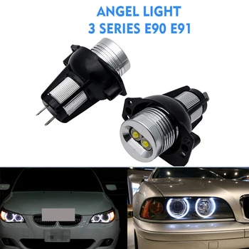 2x Angel Eye Halo Obroč Svetlobe LED 6W Marker Žarnica Xenon Avtomobilski Žarometi Svetil Beli 6000k Za BMW E90 E91 Serije 3