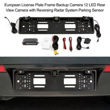 Evropski Okvir za registrske Tablice Varnostno Kamero 12 LED Pogled od Zadaj Kamero s Obračalni Radarski Sistem Parkirni Senzor Avto Dodatki