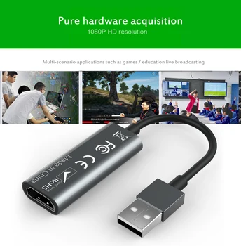 Zajem Video Kartice USB 2.0, HDMI-compatibleVideo Grabežljivac Igra DVD Kamere HD Kamero za Snemanje v Živo Pretakanje Telefon PC Opremo