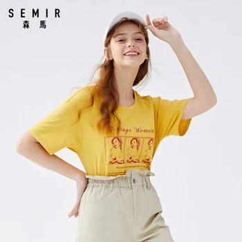 SEMIR Ženske kratek rokav T-majice 2020 novi retro moda tiskanje udobno krog vratu bombaž majica s kratkimi rokavi top za ženske