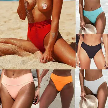 Ženske Bikini Bottom Visoko Pasu Bikini Hlače Tankinis Športni Hlačne Trdna Candy Barve V Kopalke, Kopalke Plaži, Plavanje Hlačnic