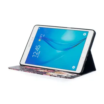 SM-T550 Moda Mačka metulj Naslikal Ohišje Za Samsung Galaxy Tab JE 9,7 SM-T555 T550 P555 Smart Cover Funda Tablet Stojijo Lupine