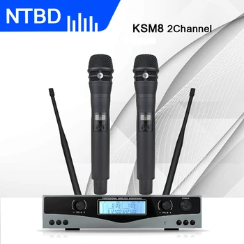 NTBD Hip Hop Domov KTV Stranka Stopnji Uspešnosti Poroko UHF SKM8 Profesionalni Dvojni Brezžični Mikrofon Sistem 2 Kanal 2 ročni