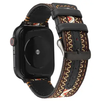 44 mm 40 mm Pravega Usnja Band za Apple Gledati Serije 5 4 3 2 42mm 38 mm Boemski Stil Zamenjava Watchband za Iwatch 5 4 3