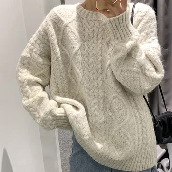 3 barve 2019 jesen in zimo, korejski slog, barva twist debel toplo pleteni pulover ženske, puloverji in pullovrs (N0057 )