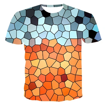 2020 poletje vroče prodaje moških in žensk pisane geometrijske šivanje serije priložnostne 3d T-shirt kratek rokav vrh