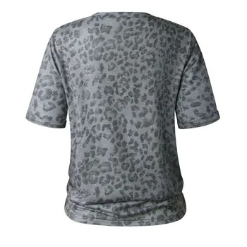 JAYCOSIN majica s kratkimi rokavi Ženske Trendovski Stil Leopard Krog Vratu kratka sleeved Slim T-shirt Dnevno Osebnost Dekle Vrhovi Poletje Divje Siva