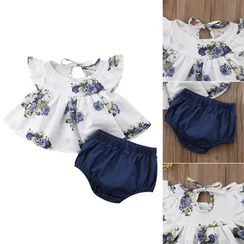 Nova Moda Novorojenega Dojenčka Baby Dekleta Oblačila Cvetlični Vrhovi Obleko Harem Hlače Hlače Poletnih Oblačil UK