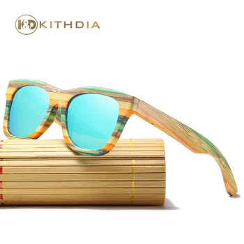 Kithdia Polarizirana Lesene sončna Očala Z Rolko Bambusa sončna Očala in Box