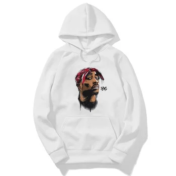 Harajuku Mens Hoodies Tupac 2PAC Hip Hop Ulične Majica Moški pulover s kapuco Zimska Oblačila Vrhnja oblačila za Ženske Puloverju