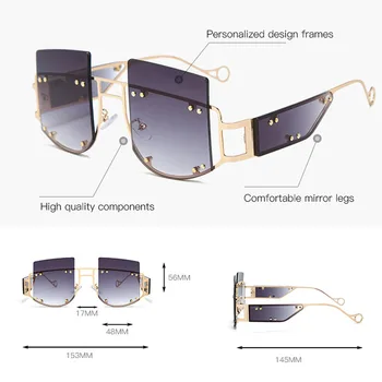 Nove Super Star Kvadratnih Luksuzni Sončna Očala Moški Ženske Modne Blagovne Znamke Oblikovalec Očala Za Sonce Slave Ženske Kovinski Votlih Očala Odtenki
