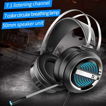 Slušalke Žične Nad Uho Gaming Slušalke 3.5 MM, USB utripajoča Lučka Globok Bas Stereo Čelade Z Mikrofonom Za Prenosni RAČUNALNIK-Igralec