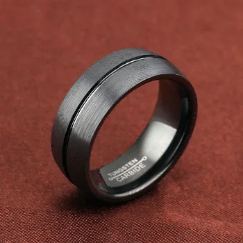 Resnična volfram jekla moški prstan vintage dodatkov 8 mm širina black stranka obroči nakit 2019 nove modne moške nakit anillos