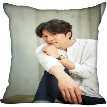 Korejski pop Novo Gong Yoo Tiskanje Kvadratnih svile Pillowcases Saten Blazino Zajema dva Straneh Prevleke po Meri Logo