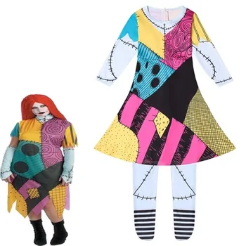 Dekleta Cosplay Kostum za Božič Prestrašiti Sally Čudno Mesto Noč Kostum Zahvalni Cosplay Obleke Otroci Oblačila