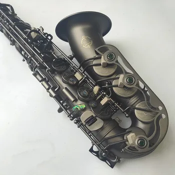 Nova Japonska suzuki Retro Eb Alto Saksofon Edinstveno Matte Black ponikljani Vklesan Površino E Ravno Instrument Sax Z ohišjem