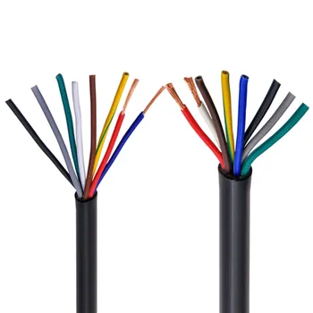RVV črni kabel 20AWG 0,5 MM core 2 3 jedro 4 core 5 jedro 6 jedro 7 core, 8 core 10 jedro 12 core 16 jedro 20 krmilnega signala žice