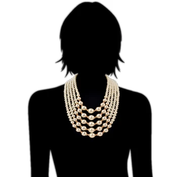 Spletno nakupovanje indija simulirani Biser, zaradi česar chocker 2016 Moda Afriške Kroglice Nakit Set izjavo ogrlico iz za ženske
