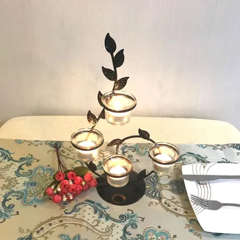 Ustvarjalne Evropske Kovinski svijećnjak Leaf-Oblikovan Svečnik Valentinovo Poroka Dekoracija