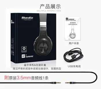 Bluedio H+ plus slušalke Brezžične Stereo Bluetooth V5.0 Slušalke z FM Radio TF Card Slot vgrajeni Mikrofoni
