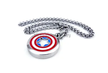 Kapitan Amerika Logo iz Nerjavečega Jekla, Eterična Olja Difuzor Locket z Emajl Aromo Locket z Blazine